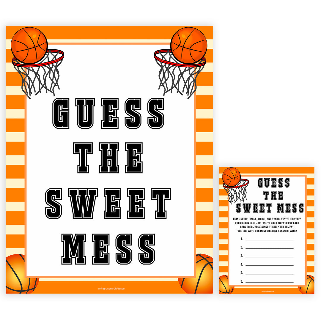 Basketball baby shower games, guess the sweet mess, baby game, printable baby games, basket baby games, baby shower games, basketball baby shower idea, fun baby games, popular baby games