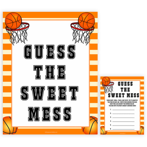 Basketball baby shower games, guess the sweet mess, baby game, printable baby games, basket baby games, baby shower games, basketball baby shower idea, fun baby games, popular baby games