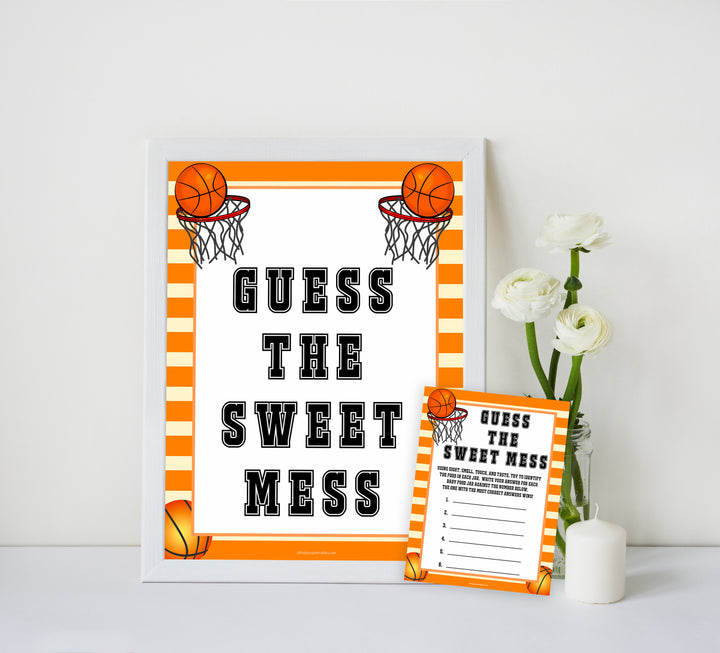 Basketball baby shower games, guess the sweet mess, baby game, printable baby games, basket baby games, baby shower games, basketball baby shower idea, fun baby games, popular baby games