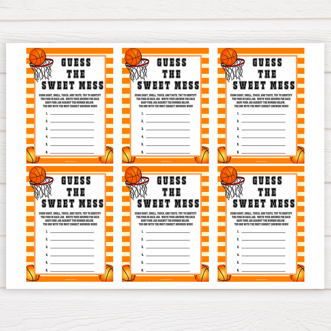 Basketball baby shower games, guess the sweet mess, baby game, printable baby games, basket baby games, baby shower games, basketball baby shower idea, fun baby games, popular baby games