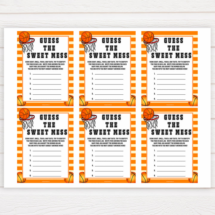 Basketball baby shower games, guess the sweet mess, baby game, printable baby games, basket baby games, baby shower games, basketball baby shower idea, fun baby games, popular baby games