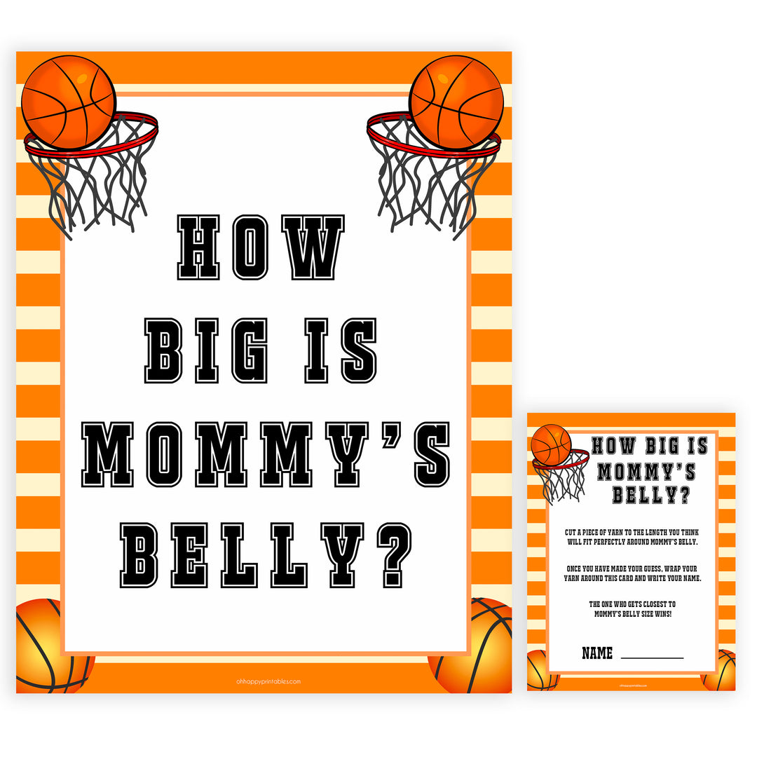 Basketball baby shower games, how big is mommys belly baby game, printable baby games, basket baby games, baby shower games, basketball baby shower idea, fun baby games, popular baby games