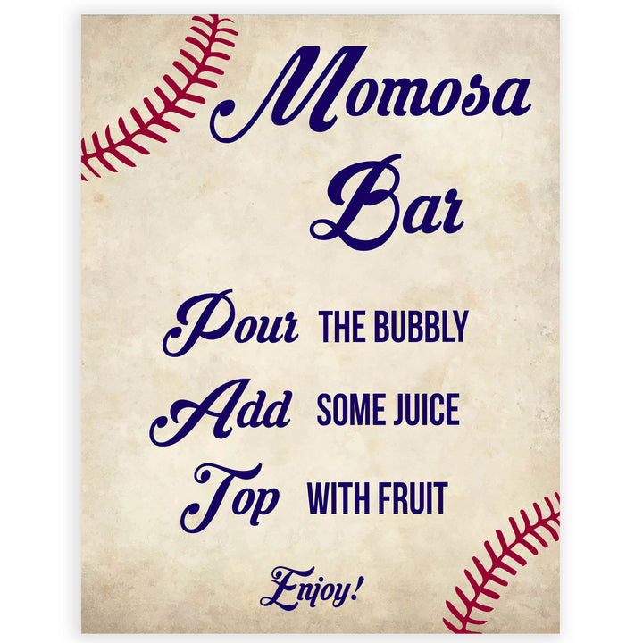 momosa baby sign, momosa baby table sign, Baseball baby signs, baseball baby decor, printable baby shower decor, fun baby decor, baby food signs, printable baby shower ideas