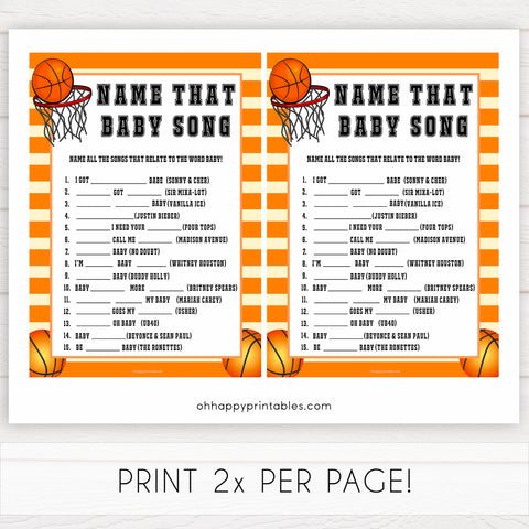 Basketball baby shower games, name that baby song baby game, printable baby games, basket baby games, baby shower games, basketball baby shower idea, fun baby games, popular baby games