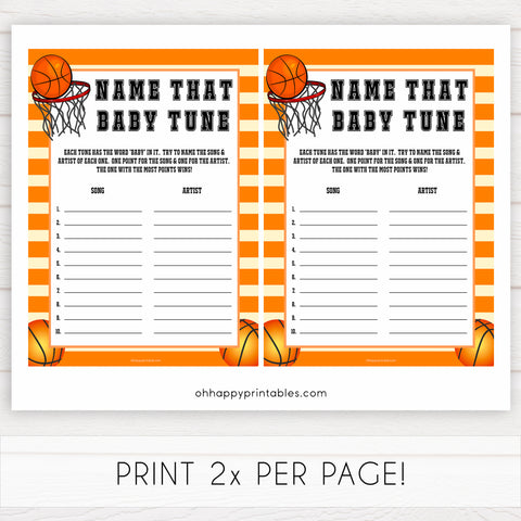 Basketball baby shower games, name that baby tune baby game, printable baby games, basket baby games, baby shower games, basketball baby shower idea, fun baby games, popular baby games
