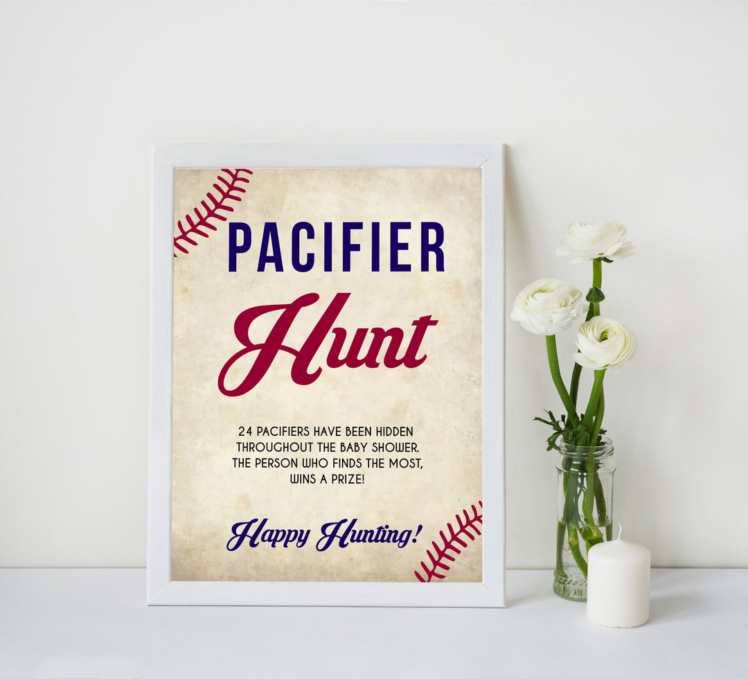 pacifier hunt baby game, Baseball baby shower games, printable baby shower games, fun baby shower games, top baby shower ideas, little slugger baby games