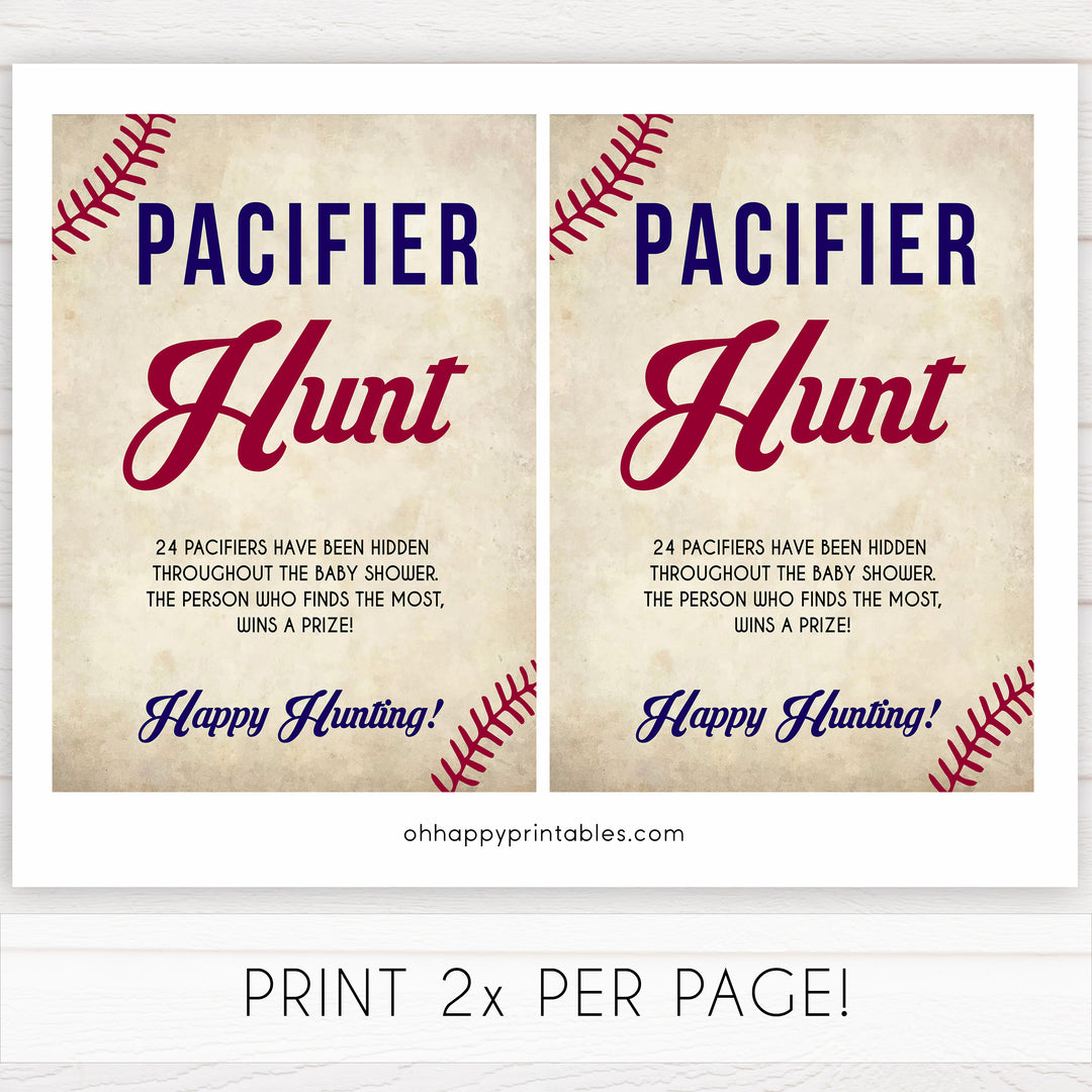 pacifier hunt baby game, Baseball baby shower games, printable baby shower games, fun baby shower games, top baby shower ideas, little slugger baby games