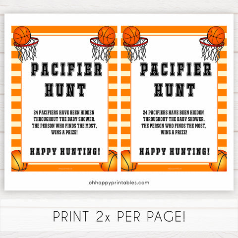 Basketball baby shower games, pacifier hunt baby game, printable baby games, basket baby games, baby shower games, basketball baby shower idea, fun baby games, popular baby games