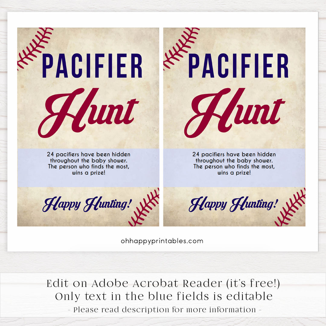 pacifier hunt baby game, Baseball baby shower games, printable baby shower games, fun baby shower games, top baby shower ideas, little slugger baby games
