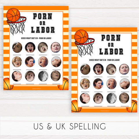 Basketball baby shower games, labor or porn, porn or labour baby game, printable baby games, basket baby games, baby shower games, basketball baby shower idea, fun baby games, popular baby games