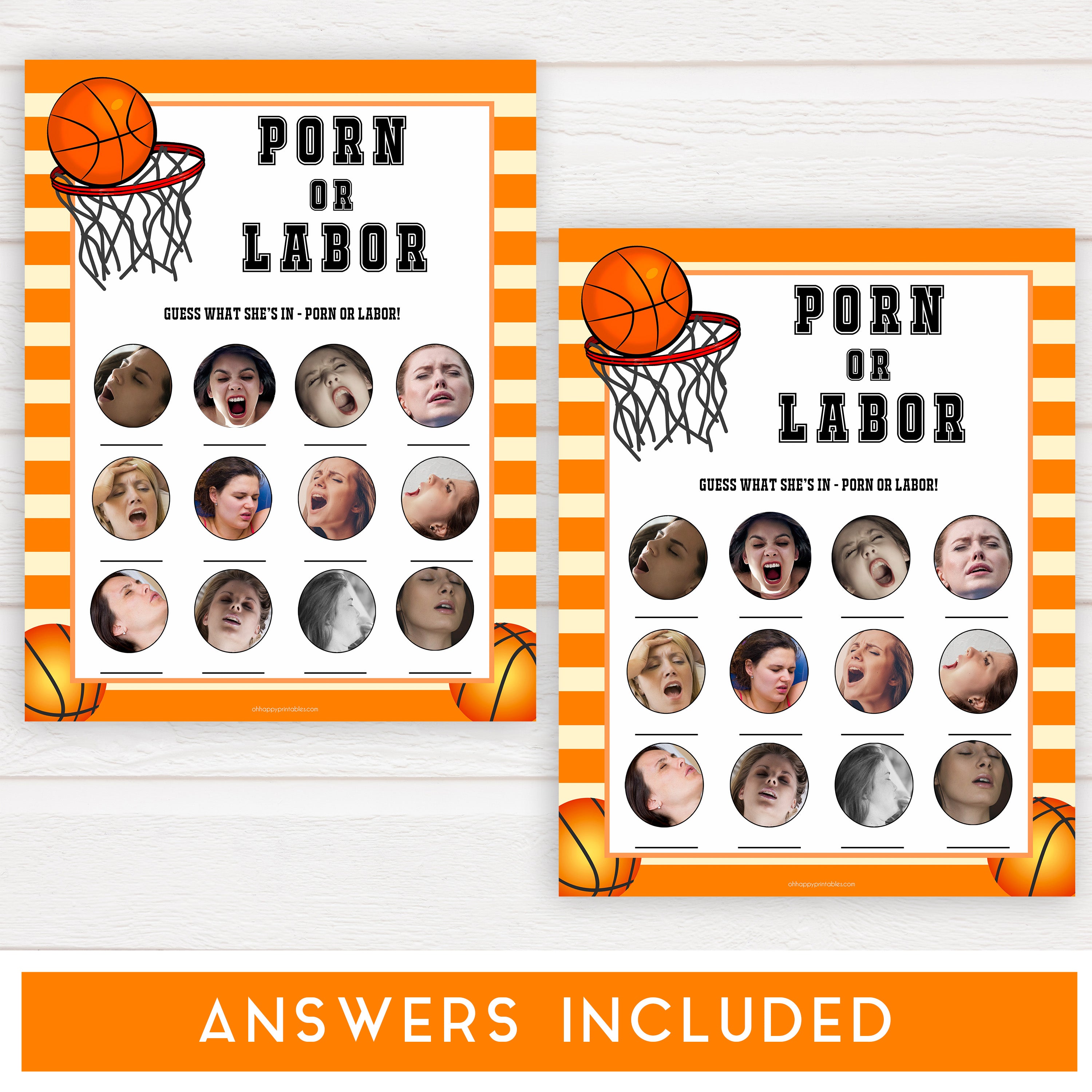 Basketball baby shower games, labor or porn, porn or labour baby game, printable baby games, basket baby games, baby shower games, basketball baby shower idea, fun baby games, popular baby games