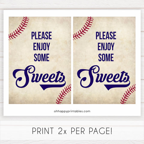 Sweets baby shower sign, sweet baby table sign, Baseball baby signs, baseball baby decor, printable baby shower decor, fun baby decor, baby food signs, printable baby shower ideas
