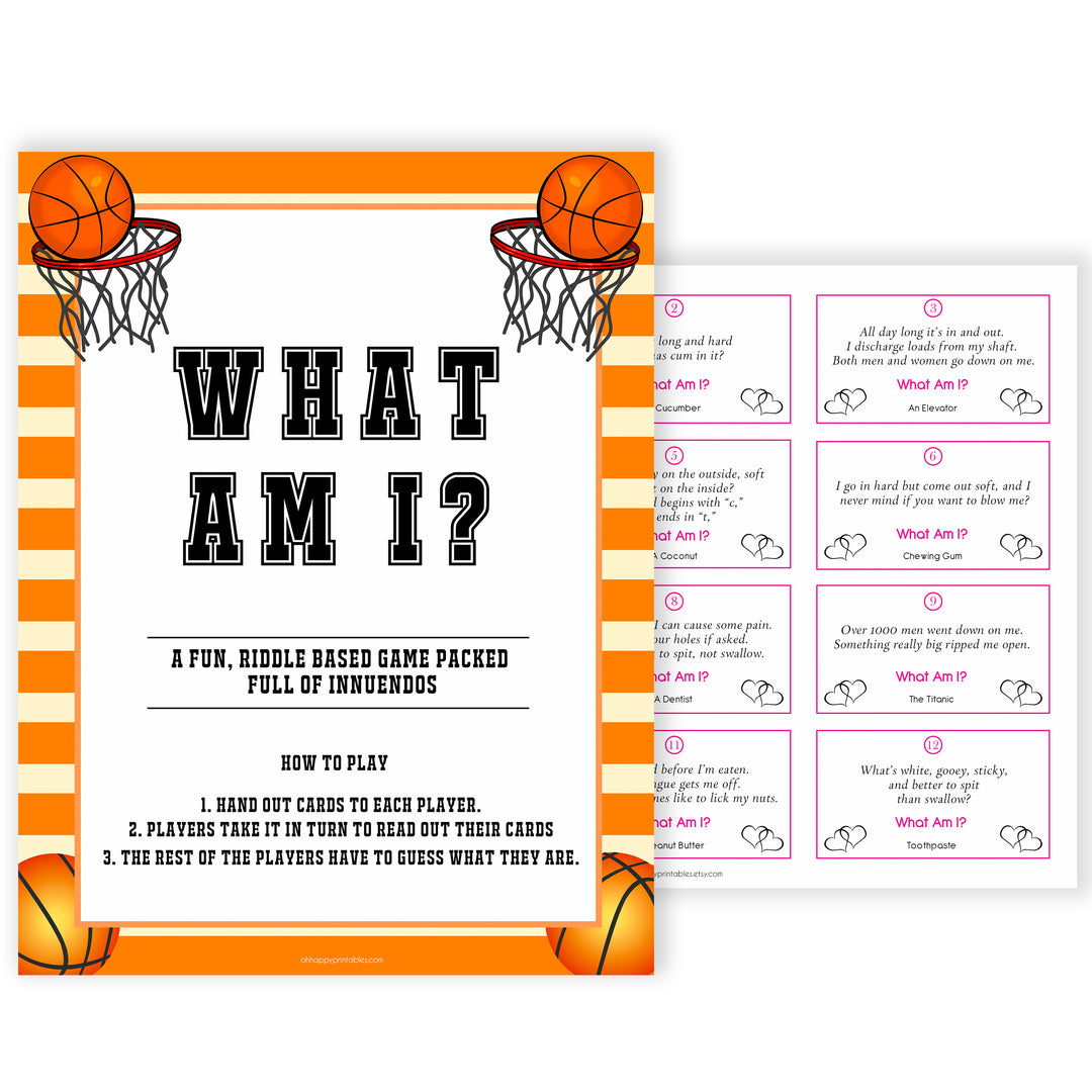 Basketball baby shower games, what am I baby game, printable baby games, basket baby games, baby shower games, basketball baby shower idea, fun baby games, popular baby games