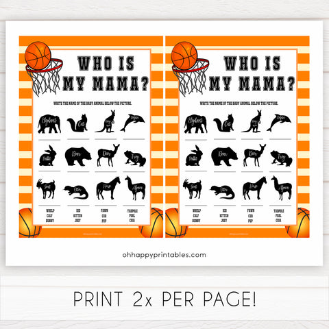 Basketball baby shower games, who is my mama baby game, printable baby games, basket baby games, baby shower games, basketball baby shower idea, fun baby games, popular baby games