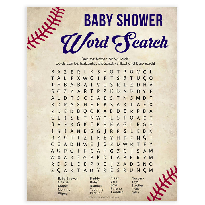 baseball baby games, baby word search, baby shower games, printable baby games, fun baby games, top 10 baby games, printable baseball baby games