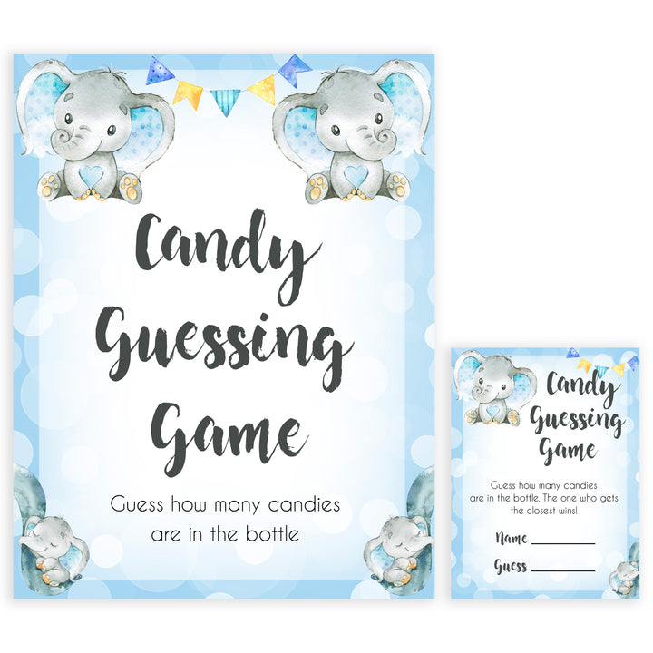 Blue elephant baby games, candy guessing game, elephant baby games, printable baby games, top baby games, best baby shower games, baby shower ideas, fun baby games, elephant baby shower