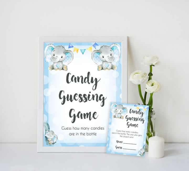 Blue elephant baby games, candy guessing game, elephant baby games, printable baby games, top baby games, best baby shower games, baby shower ideas, fun baby games, elephant baby shower