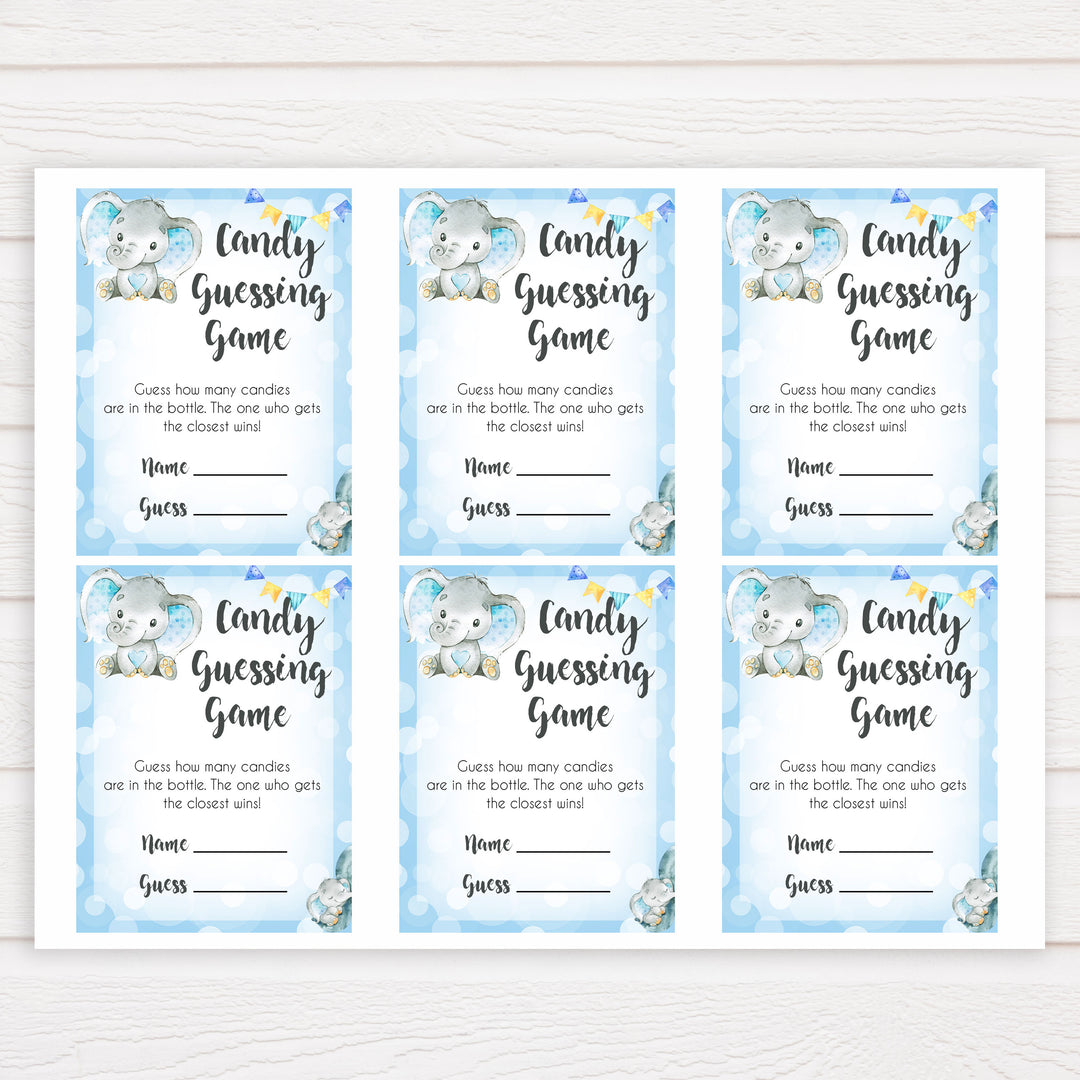 Blue elephant baby games, candy guessing game, elephant baby games, printable baby games, top baby games, best baby shower games, baby shower ideas, fun baby games, elephant baby shower