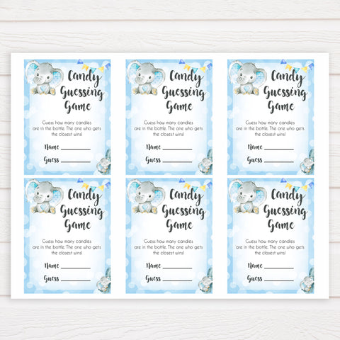 Blue elephant baby games, candy guessing game, elephant baby games, printable baby games, top baby games, best baby shower games, baby shower ideas, fun baby games, elephant baby shower