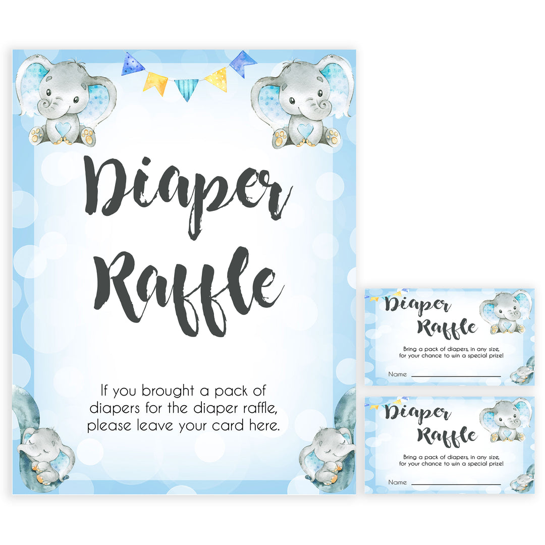 Blue elephant baby games, diaper raffle, elephant baby games, printable baby games, top baby games, best baby shower games, baby shower ideas, fun baby games, elephant baby shower