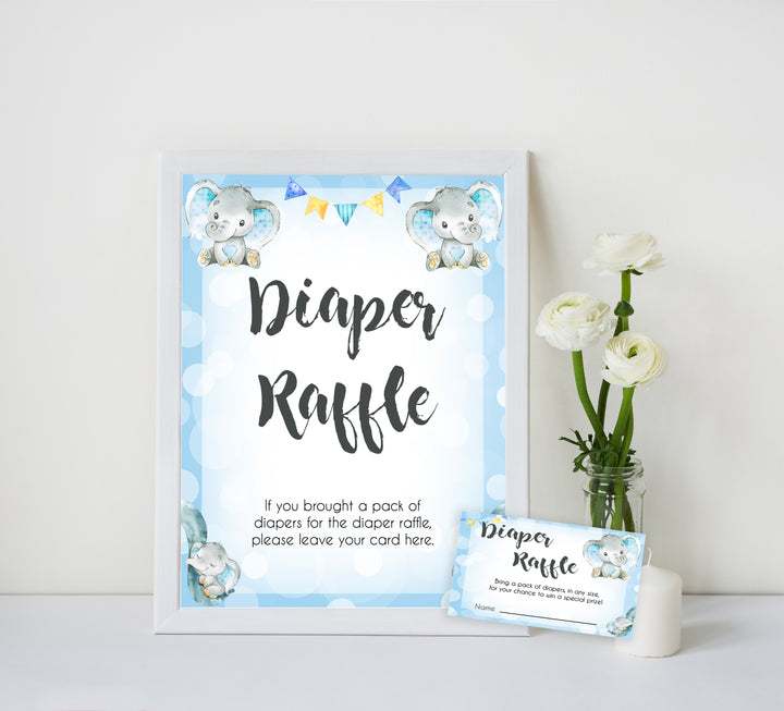 Blue elephant baby games, diaper raffle, elephant baby games, printable baby games, top baby games, best baby shower games, baby shower ideas, fun baby games, elephant baby shower