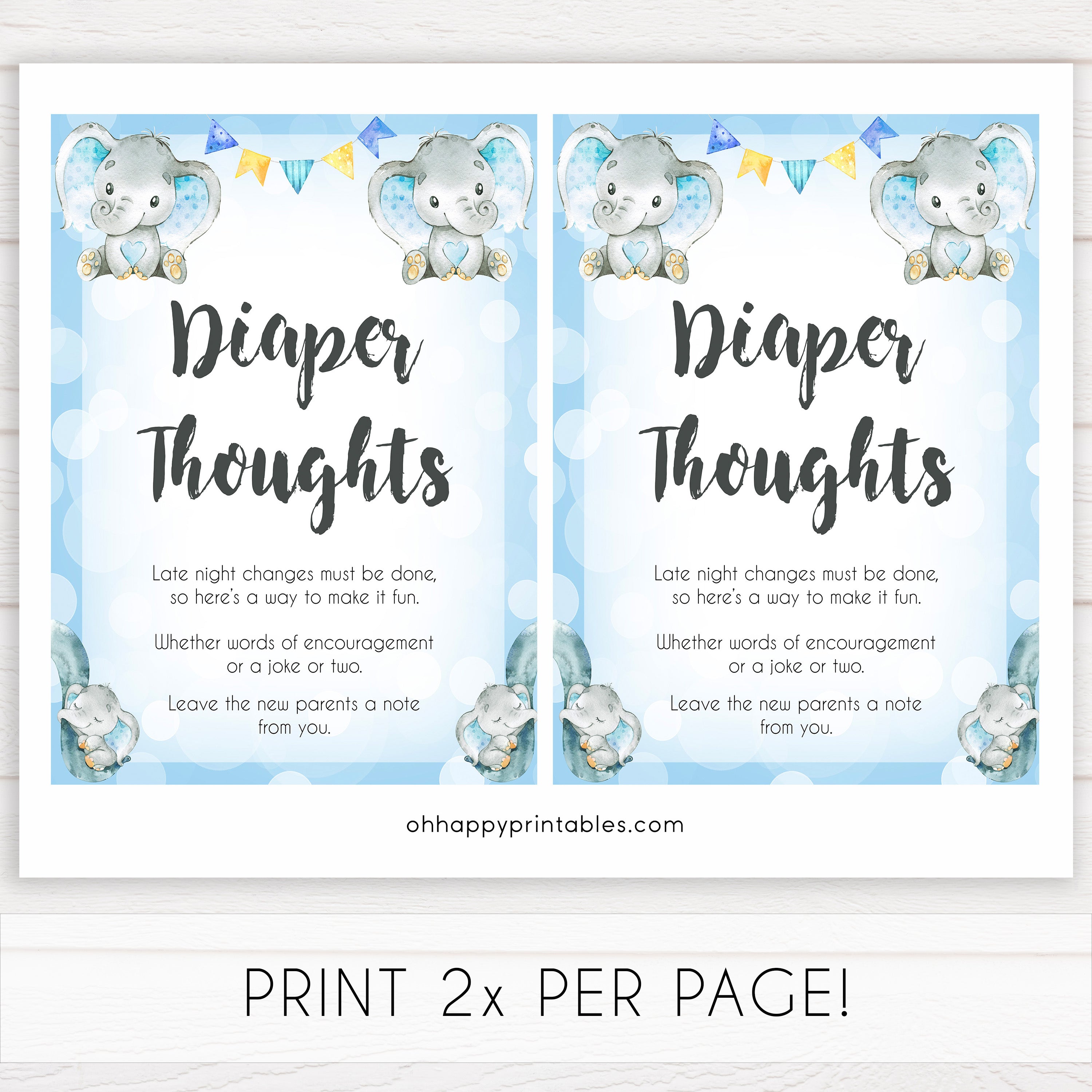 Blue elephant baby games, diaper thoughts, elephant baby games, printable baby games, top baby games, best baby shower games, baby shower ideas, fun baby games, elephant baby shower