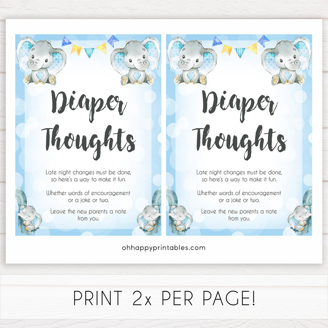 Blue elephant baby games, diaper thoughts, elephant baby games, printable baby games, top baby games, best baby shower games, baby shower ideas, fun baby games, elephant baby shower