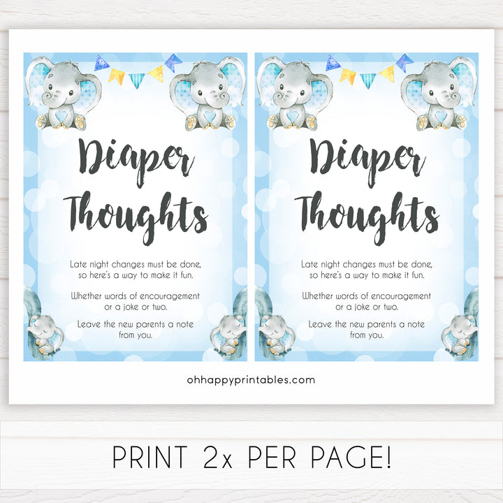 Blue elephant baby games, diaper thoughts, elephant baby games, printable baby games, top baby games, best baby shower games, baby shower ideas, fun baby games, elephant baby shower