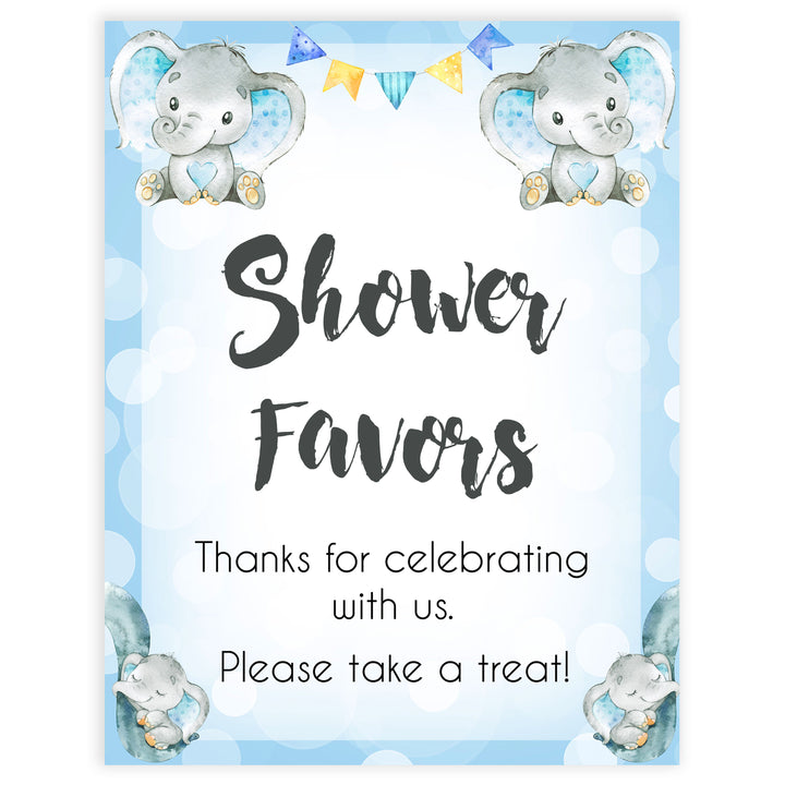 shower favors baby table signs, favors baby signs, Blue elephant baby decor, printable baby table signs, printable baby decor, blue table signs, fun baby signs, fun baby table signs