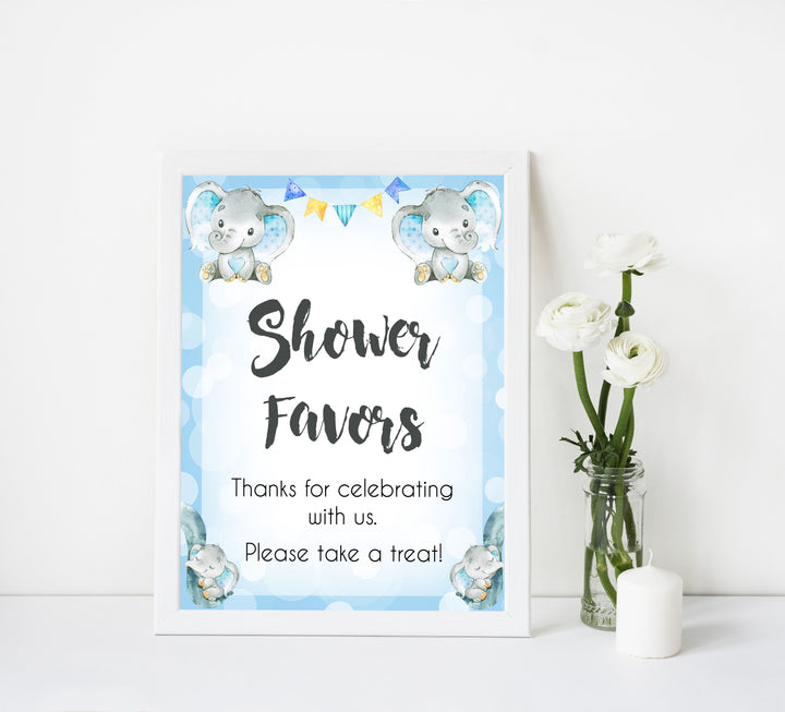 8 baby shower signs, 8 baby shower table signs, Blue elephant baby decor, printable baby table signs, printable baby decor, blue table signs, fun baby signs, fun baby table signs