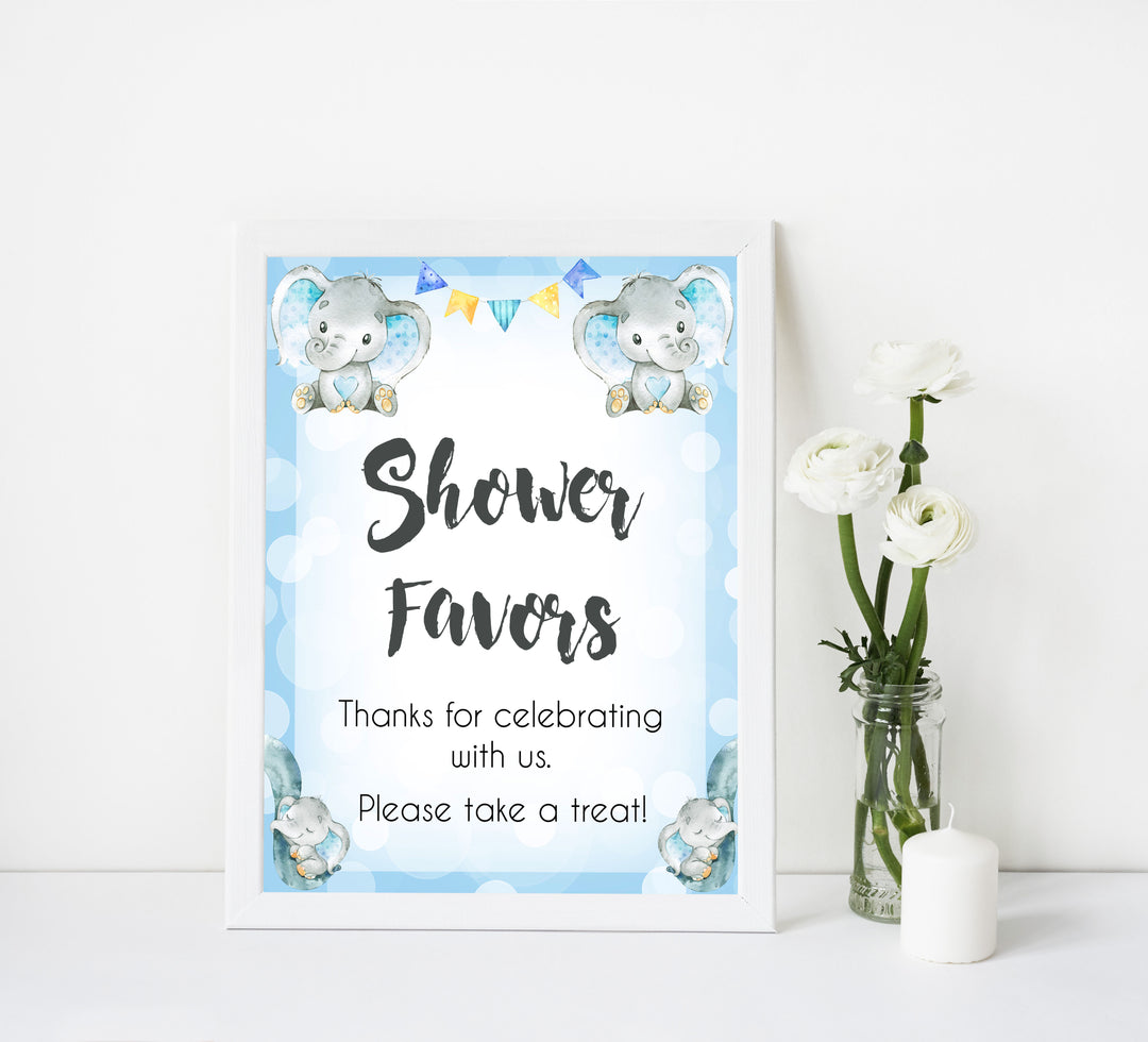 shower favors baby table signs, favors baby signs, Blue elephant baby decor, printable baby table signs, printable baby decor, blue table signs, fun baby signs, fun baby table signs