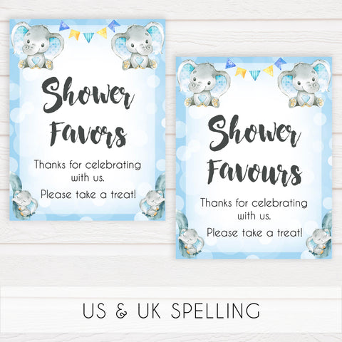 shower favors baby table signs, favors baby signs, Blue elephant baby decor, printable baby table signs, printable baby decor, blue table signs, fun baby signs, fun baby table signs