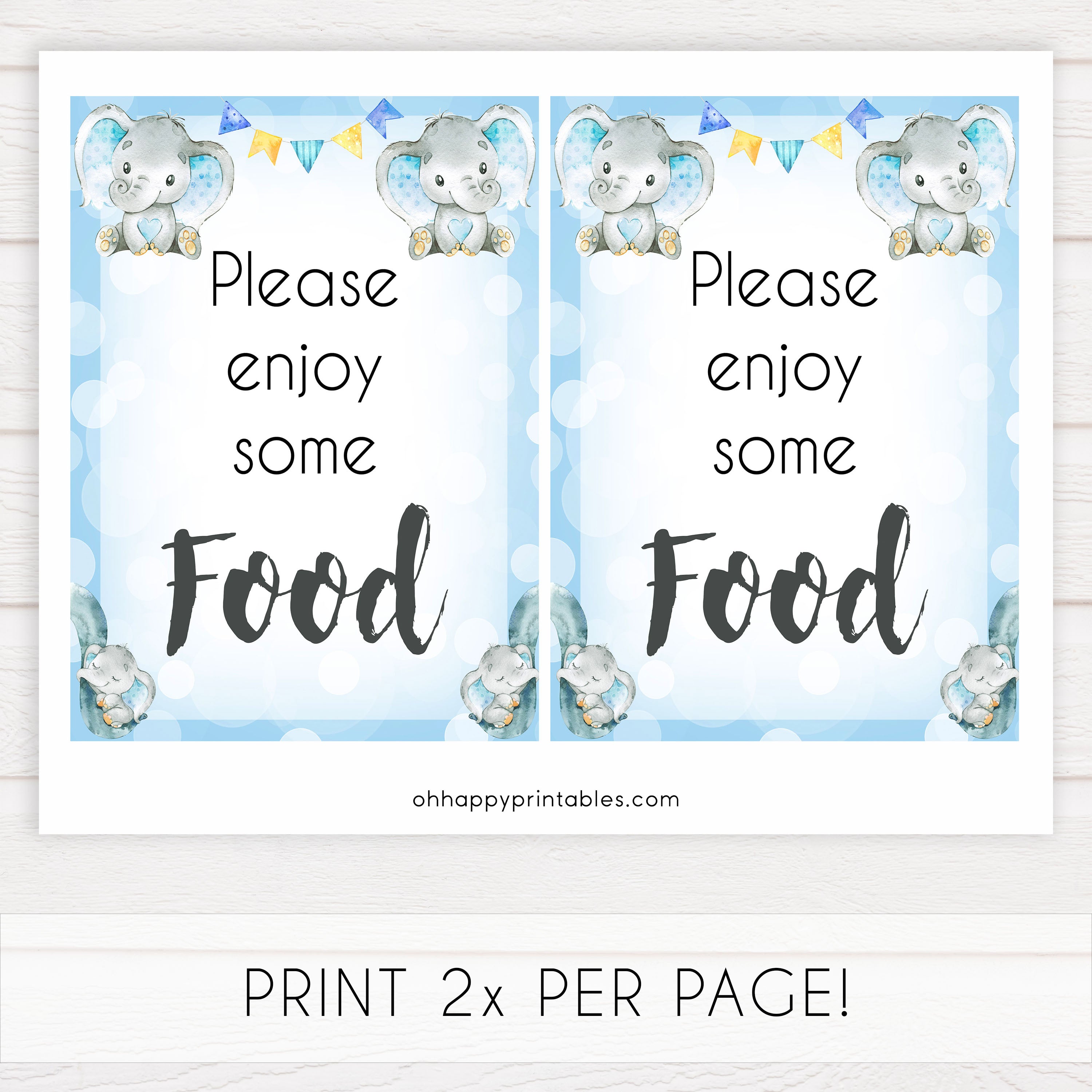 food baby table signs, food baby signs, Blue elephant baby decor, printable baby table signs, printable baby decor, blue table signs, fun baby signs, fun baby table signs