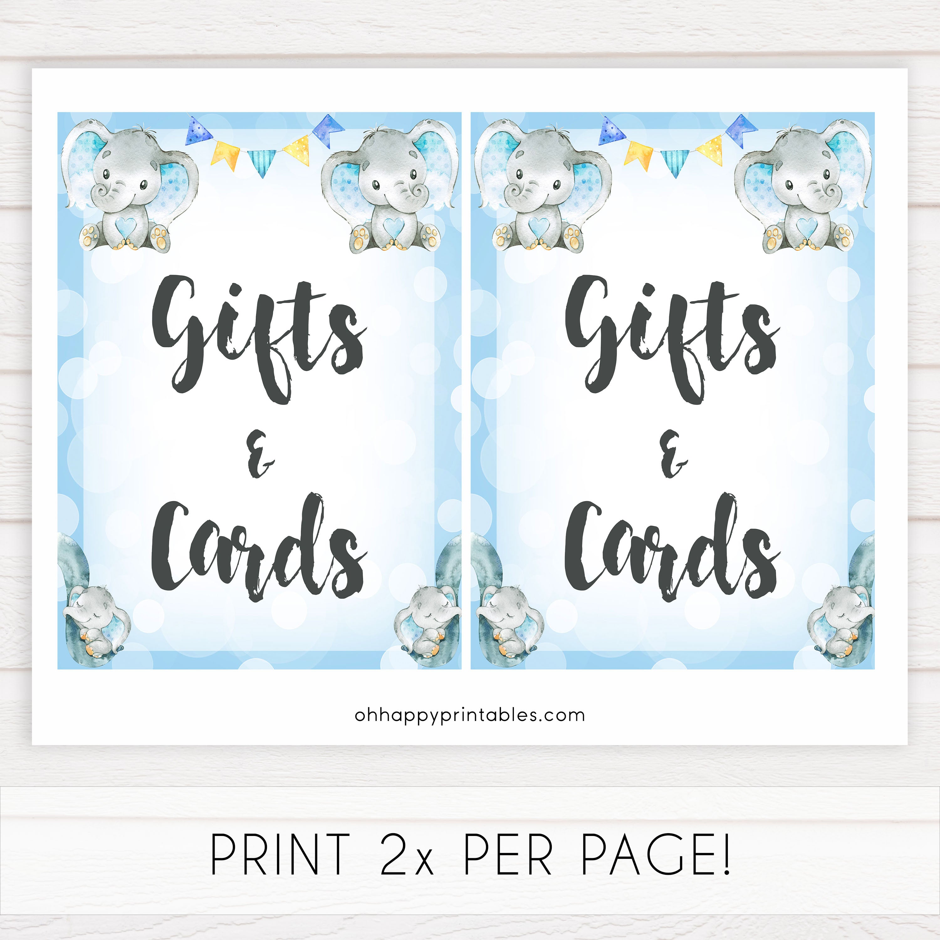 gift and cards baby table signs, gifts and cards baby signs, Blue elephant baby decor, printable baby table signs, printable baby decor, blue table signs, fun baby signs, fun baby table signs