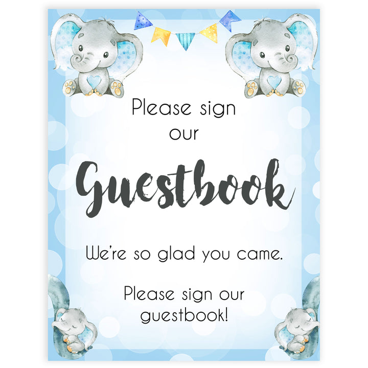 guestbook baby table sign, guestbook baby signs, Blue elephant baby decor, printable baby table signs, printable baby decor, blue table signs, fun baby signs, fun baby table signs