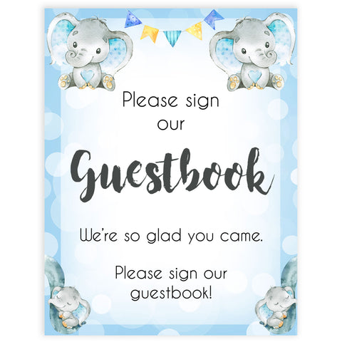 guestbook baby table sign, guestbook baby signs, Blue elephant baby decor, printable baby table signs, printable baby decor, blue table signs, fun baby signs, fun baby table signs