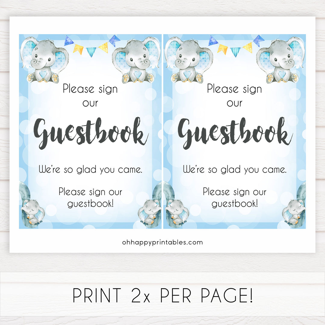 guestbook baby table sign, guestbook baby signs, Blue elephant baby decor, printable baby table signs, printable baby decor, blue table signs, fun baby signs, fun baby table signs