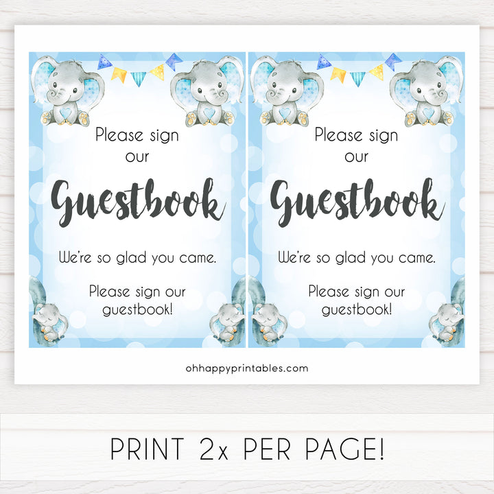 guestbook baby table sign, guestbook baby signs, Blue elephant baby decor, printable baby table signs, printable baby decor, blue table signs, fun baby signs, fun baby table signs