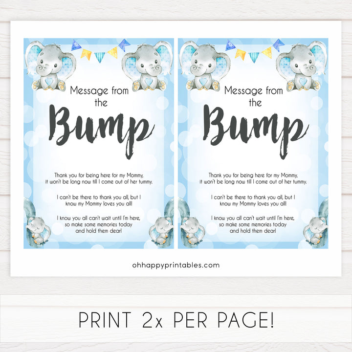 Blue elephant baby games, message from the bump, elephant baby games, printable baby games, top baby games, best baby shower games, baby shower ideas, fun baby games, elephant baby shower