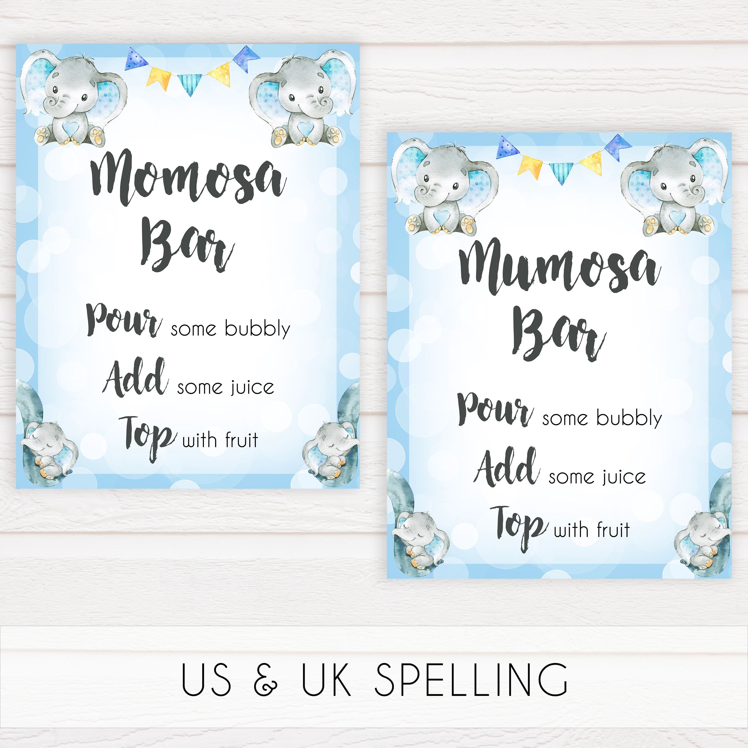 8 baby shower signs, 8 baby shower table signs, Blue elephant baby decor, printable baby table signs, printable baby decor, blue table signs, fun baby signs, fun baby table signs