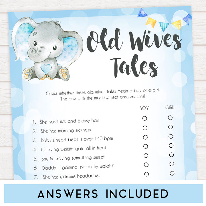 Blue elephant baby games, old wives tales, elephant baby games, printable baby games, top baby games, best baby shower games, baby shower ideas, fun baby games, elephant baby shower