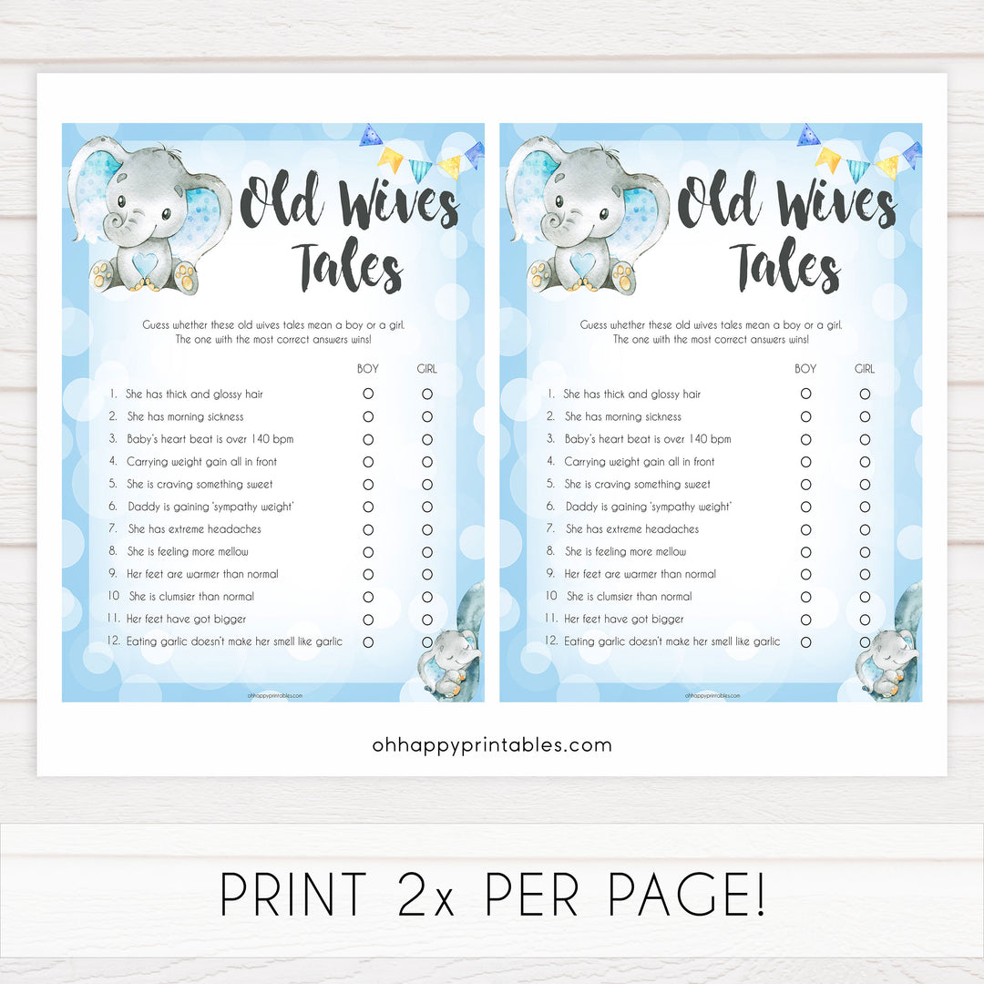 Blue elephant baby games, old wives tales, elephant baby games, printable baby games, top baby games, best baby shower games, baby shower ideas, fun baby games, elephant baby shower