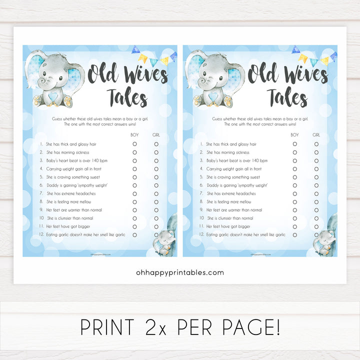 Blue elephant baby games, old wives tales, elephant baby games, printable baby games, top baby games, best baby shower games, baby shower ideas, fun baby games, elephant baby shower