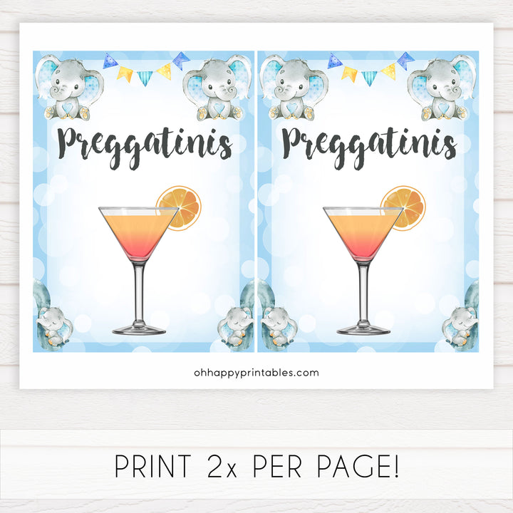 preggatinis baby table signs, Blue elephant baby decor, printable baby table signs, printable baby decor, blue table signs, fun baby signs, fun baby table signs