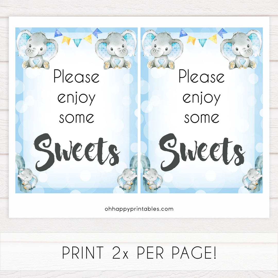 sweet baby table signs, Blue elephant baby decor, printable baby table signs, printable baby decor, blue table signs, fun baby signs, fun baby table signs