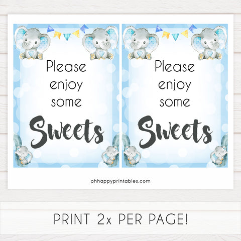 sweet baby table signs, Blue elephant baby decor, printable baby table signs, printable baby decor, blue table signs, fun baby signs, fun baby table signs