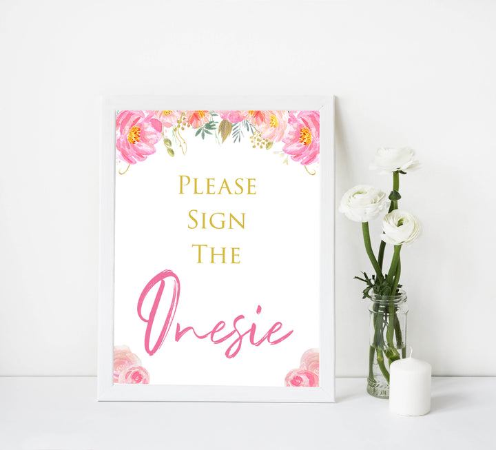 Please sign the onesie, sign the onesie, Printable baby shower games, blush floral fun baby games, baby shower games, fun baby shower ideas, top baby shower ideas, blush baby shower, blue baby shower ideas