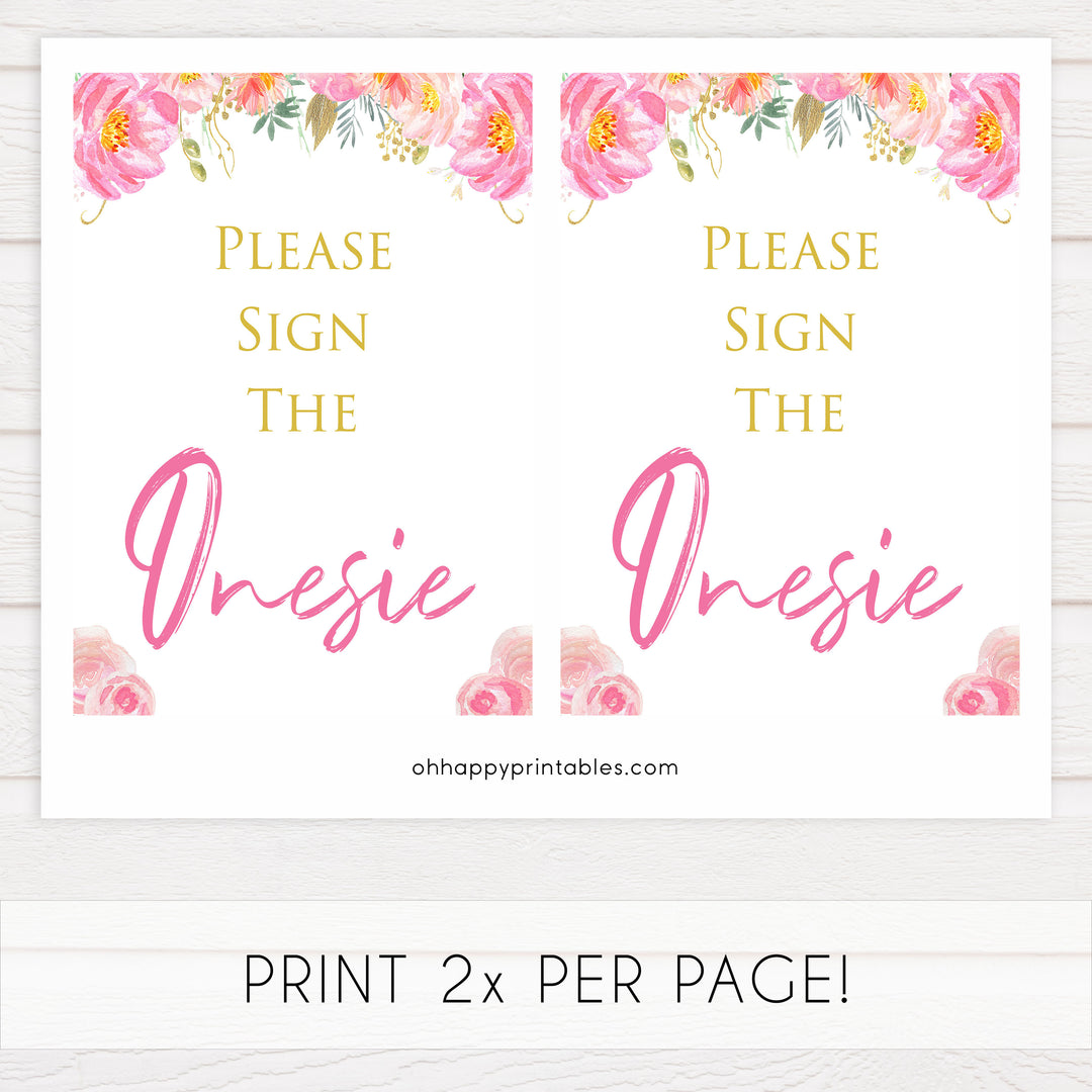 Please sign the onesie, sign the onesie, Printable baby shower games, blush floral fun baby games, baby shower games, fun baby shower ideas, top baby shower ideas, blush baby shower, blue baby shower ideas