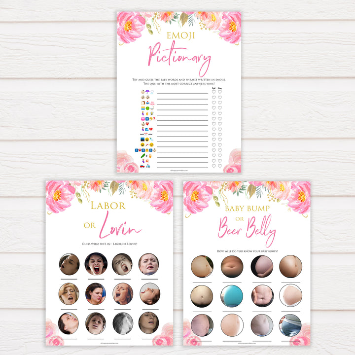 Pink blush floral baby shower games, 7 baby shower games, baby games bundle, printable baby games, baby shower games, blush baby shower, floral baby games, girl baby shower ideas, pink baby shower ideas, floral baby games, popular baby games, fun baby games