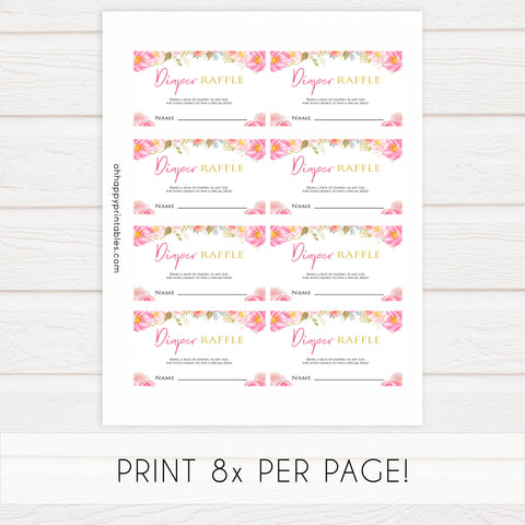 diaper raffle game, baby diaper raffle, Printable baby shower games, blush floral fun baby games, baby shower games, fun baby shower ideas, top baby shower ideas, blush baby shower, blue baby shower ideas